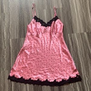 Pink & Black Polka Dot Slip Dress